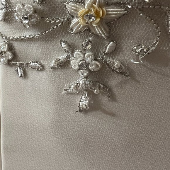 Jasmine Bridal Wedding Dress Size 8 Ivory Strapless Gown Beaded Embroidered Zip - Picture 5 of 15